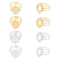 UNICRAFTALE 8Pcs 2 Colors Stainless Steel Open Cuff Rings Components Bezel Cup Ring Settings Gold Plated Oval Pad Ring Blanks Base Adjustable Blank Rings Tray 8~8.5x6~6.5mm for Jewelry Making - size: Tray: 8.5x6.5mm