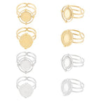 UNICRAFTALE 8Pcs 2 Colors Stainless Steel Open Cuff Rings Components Bezel Cup Ring Settings Gold Plated Oval Pad Ring Blanks Base Adjustable Blank Rings Tray 8~8.5x6~6.5mm for Jewelry Making - size: Tray: 8.5x6.5mm