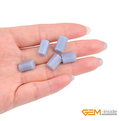 GEM-Inside 28Pcs 8x12mm Natural Blue Anglite Stone Gemstone Faceted Freeform Tube Column Chakra Beads for Jewelry Making Full 15" Strand Power Energy Healing Stone - color: Blue Anglite
