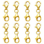 OHINGLT Double Lobster Claw Clasps Necklace Extender Gold, Double End Design Necklace Clasps and Closures, Bracelet Connector Suitable for Jewelry Making (8PCS Gold) - color: 8PCS Gold