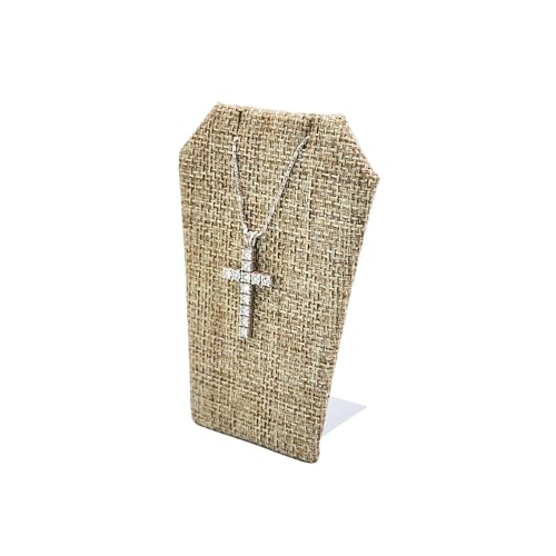 MOOCA 6 Pcs Natural Linen Earring Display Stand Necklace, Pendant Jewelry Organizer Display Holder for Earring, Pendant, Necklace Stand for Showcase, Linen, 2 1/2 W x 1 3/4 D x 3 1/4 H in - color: Natural Linen
