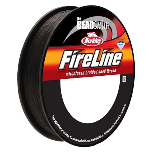 The Beadsmith Fireline by Berkley – Micro-Fused Braided Thread – 4lb. Test, .005”/.12mm Diameter, 125 Yard Spool, Smoke Grey – Super Strong Stringing Material for Jewelry Making and Bead Weaving - color: Smoke Grey, size: 4lb, .005", 125 yard