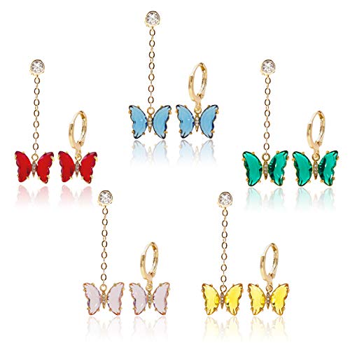 Crystal Zirconia Gold Plated Brass Charms for Jewelry Making Bracelet Necklace Earring Pendant Craft Supplies DIY Accessories - color: Butterfly-Mix-5Pcs