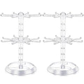 2 Pack Keychain Display Stand Rotating Jewelry 2 Tier Necklace Holder Plastic Spinning Bracelet Hanging Organizer Rotating Rack Earring Bracelet Stands for Vendors Malls Counter Dressing Table - color: Clear