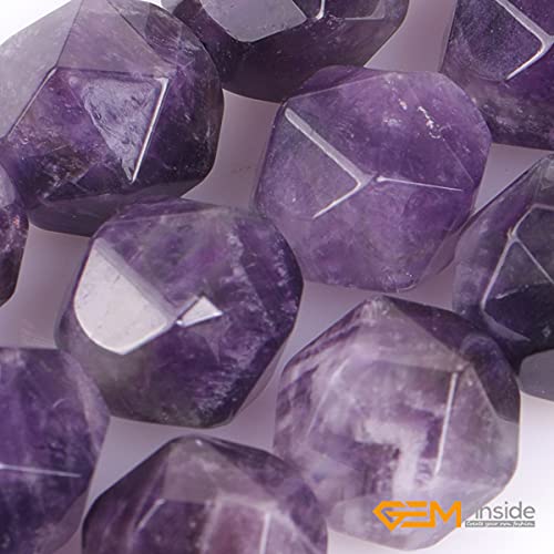 GEM-Inside Natural 12mm Amethyst Gemstone Loose Beads Faceted Purple Square Cambay Crystal Energy Stone Power for Jewelry Making 15" - color: Amethyst, size: 12mm