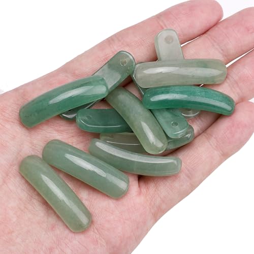BEADIA Natural Curved Green Aventurine Stone Beads 36x10mm 4pcs for DIY Bracelet Jewelry Making - color: Green Aventurine
