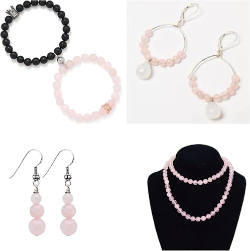 About 60pcs 6mm Natural Stone Beads Rose Quartz Beads Crystal Gemstone for Jewelry Making, DIY Bracelet Necklace - color: Rose Quartz, size: 6mm