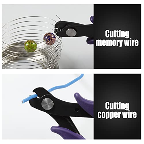 5.5 Inch Memory Wire Cutter Kit - 200 White K Memory Wire Loops for Jewelry Making - color: White K