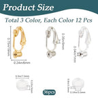 1 Box 36Pcs Clip-on Earring Converter Silver Clip Earrings Backs Brass Rose Gold Non Pierced Clip on Earring Component with Pads Earring Clips for Jewelry Making Supplies DIY Craft Beginner - color: Mixed Colors