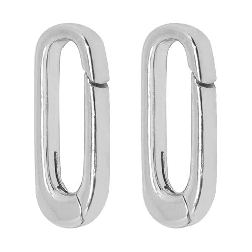 2PCS Jewelry Clasps Oval Clasps for Jewelry Making, Necklace Clasp and Closures, Spring Ring Clasp Carabiner Clip for Necklace Bracelet Pendant DIY (Silver-M) - color: Silver, size: Medium1-0.7" x 0.25" x 0.11"
