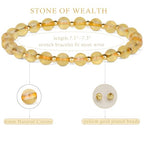 QOGIR 14k gold Handmade Healing Bracelet, Natural Gem Stone Crystal Elastic Gold Bracelet - color: Citrine - Wealth, size: 6m