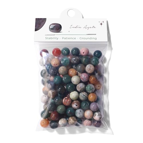 Raicegs 100pcs 8mm India Agate Beads Natural Gemstone Beads Round Loose Beads for Jewelry Making DIY Bracelets Necklace - color: India Agate, size: 8mm Round