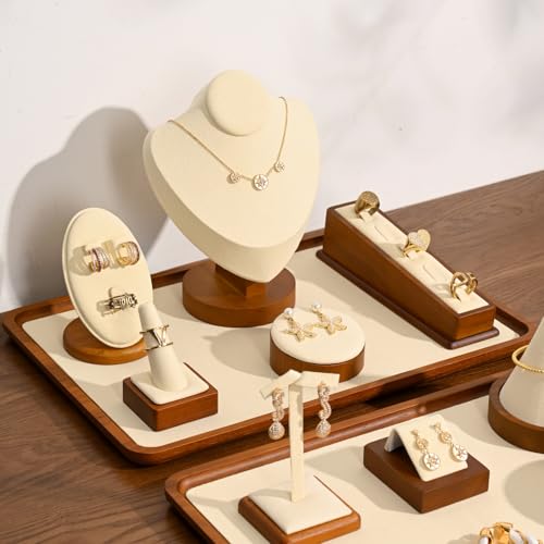 Oirlv Solid Wood Jewelry Display Stand Square Ring Earrings Bracelet Jewelry Holder (Creamy-white Bracelet Holder) - color: Creamy-white Bracelet Holder