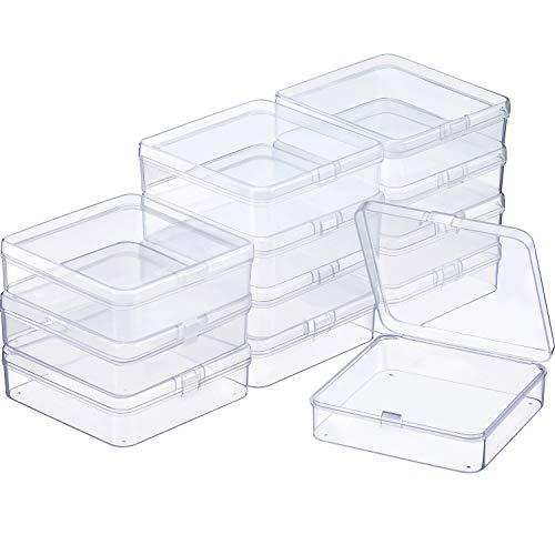SATINIOR 12 Pack Beads Organizer Box Clear Plastic Beads Storage Containers Box with Hinged Lid for Bracelet Making DIY Jewelry Craft Nail (3.70 x 3.70 x 1.18 Inch) - size: 3.70 x 3.70 x 1.18 Inch