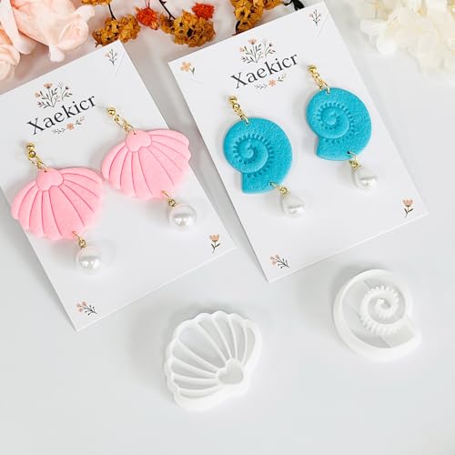 Xaekicr 4PCS Ocean Theme Polymer Clay Cutters Set – Starfish Seashell Clay Earring Cutters – Clay Tools for Polymer Clay Jewelry Making, Beach DIY Crafts Supplies - color: O color