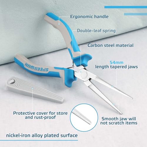 SPEEDWOX 6 Inches Needle Nose Pliers For Jewelry Making Mini Extra Long Nose Thin Needle Nose Pliers Smooth Jaws Plyers With Protective Cover Precision Wire Looping Small Jewelry Making Tools - style: Upgrade Needle Nose Pliers