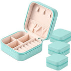 Neveika Mini Jewelry Box Leather Jewellery Ring Organizer Case Storage Gift Box Girls and Women (4pcs blue). - color: blue