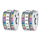 Spacer Stopper Beads for Bracelets & Necklaces, 925 Sterling Silver Beads | Smooth & Pave Cubic Zirconia (White, Blue, 18K Gold Plated) | Anti-Slide Separator Charms S925 Women Jewelry - color: 2Pcs Forever Stopper