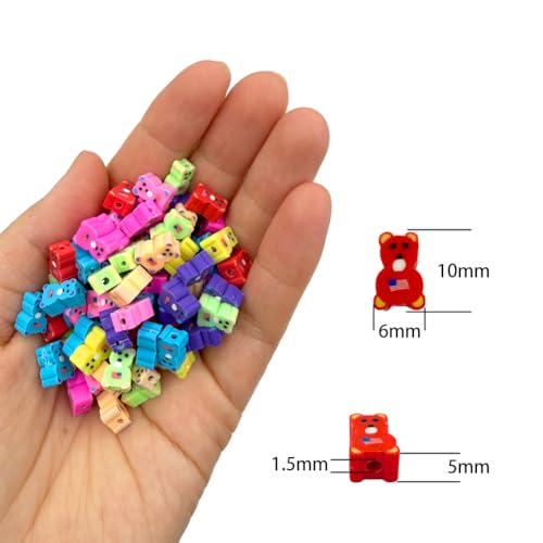 200pcs Bear Polymer Clay Beads, Mixed Charm Spacer Beads for Bracelet Necklace DIY Jewelry Making (Bear) - color: Bear