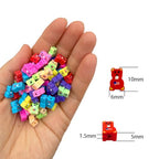 200pcs Bear Polymer Clay Beads, Mixed Charm Spacer Beads for Bracelet Necklace DIY Jewelry Making (Bear) - color: Bear