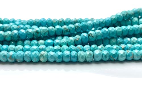 Perlin Agate & Jasper Gemstone Strand Beads 4 mm Rondelle 110 Pieces Jewellery Beads Semi-Precious Stone for Jewellery Necklace Bracelet Earrings (Turquoise) - color: turquoise