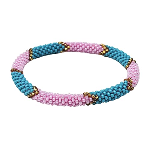 Wigspedia Crochet Glass Seed Bead Nepal Boho Bracelet - Pink - color: Pink Style # 4