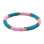 Wigspedia Crochet Glass Seed Bead Nepal Boho Bracelet - Pink - color: Pink Style # 4