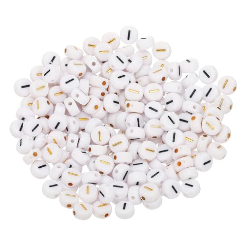 HARFINGTON 200 Pcs 4x7mm Acrylic Letter Beads, Round White Alphabet Beads Letter I, Alphabet Spacer Beads for Jewelry Making Bracelets Necklaces - style: Letter I