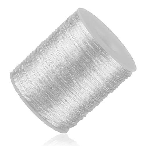 White Nylon String Cord - 1 MM 100 Yards Braided Ornament String, Nylon Twine Thread for Bracelet Making, Necklace Jewelry Thread Clay Bead Cord for Crafts Bracelets, Macrame Beading - style: White