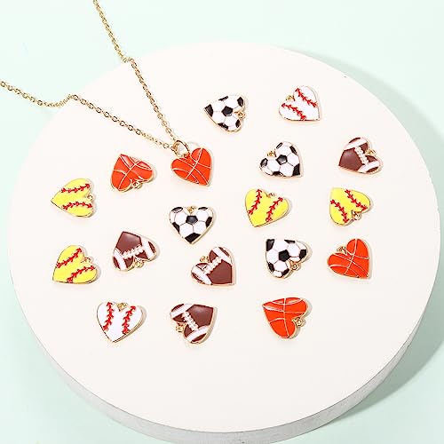 20PCS Sports Charms Enamel Basketball Baseball Pendant Charms for Jewelry Making Rhinestone Ball Game Softball Charms for Necklace Bracelet Earrings DIY Crafts - color: Set 6