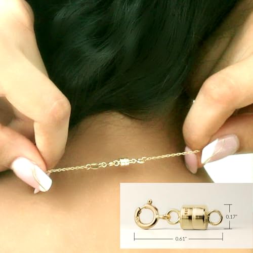 Everyday Elegance Solid 14K Yellow Gold Magnetic Clasp and Closures for Necklaces, Bracelets, Anklets | Converter with Spring Ring | 1 Clasp | 4.5mm Thickness - size: 1 Clasp ( 4.5 mm)