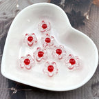 150Pcs Acrylic Flower Beads Candy Color Transparent Plastic Pastel Spacer Beads with Hole for DIY Crafts Wind Chimes Suncatcher Necklaces Bracelets Earrings Jewelry Making(Red) - color: Red