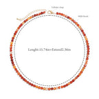 Crystal Choker Necklaces for Women,4mm Handmade Natural Stone Choker Beaded Necklace Healing Crystal Necklace Gemstone Bead Necklaces for Women - color: Carnelian