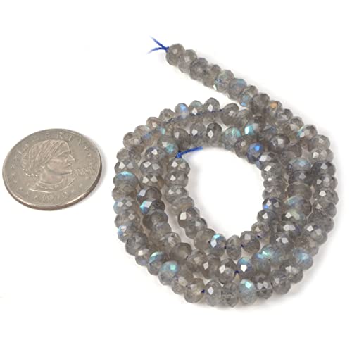 6mm AA Grade Natural Translucent Labradorite Faceted Rondelle Loose Beads 16" 90%+ Flashy Beads - color: AA Labradorite