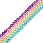 JM Design Multi-Color Mystic Mermaid Glass Beads, 6mm Matte Round Crystal Loose Beads,15.5" Strand Synthetic Glitter Frosted Gemstone Stone for Jewelry Making Craft DIY Necklace Bracelet Key Chain - size: 6mm