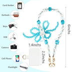 Marble Beaded Phone Wrist Strap,Detachable Phone Bracelet Strap with Tether Tab,Hands-Free Wristlet Strap (Blue & White) - color: Blue & White