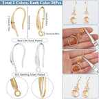 SUNNYCLUE 1 Box 40Pcs Fish Hook Earring Wires Dangle Earring Findings with Loops Real 24K Gold Plated Brass French 925 Sterling Silver Plated Earring Hooks for Jewelry Making Earrings DIY Crafting - style: Teardrop 3