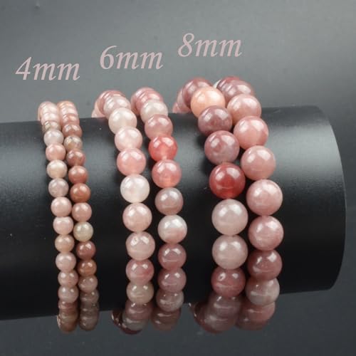 Natural Healing Gemstone Bracelet Handmade Yoga Stretch Elastic Bracelet Stress Relief Crystal Jewelry for Men and Women - color: Angel Quartz(Soothe the mood), size: 4mm
