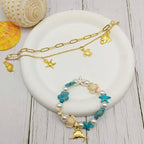 Julie Wang 90PCS Alloy Ocean Pendants Antique Silver Gold Tone Mermaid Tail Seahorses Shell Starfish Mixed Sea Charms for Necklace, Bracelet Summer Beach Jewelry Nautical Themed Craft Supplies - color: Gold Tone