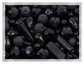 2.1oz (60g) of Glass Bead Mix with Drops, Table-Cut and fire Polish Czech Beads, Glossy & Matte Black - color: Black
