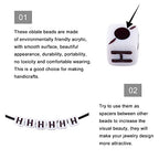 240pcs Opaque Acrylic Letter H Cube Beads White Plastic Alphabet Loose Spacer Square Beads 4-5mm for DIY Name Bracelet Necklace Jewelry Crafts Making Hole: 1.8mm - color: Letter H#White and Black