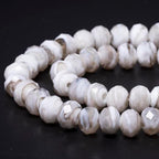 7.5×10mm 50pcs Gray White Faceted Lampwork Glass Beads for Jewelry Making, Flat Round Handmade Murano Beads for Bracelets, Crafts, Friendship Bracelet Kit, Rosary Making - color: Gray White