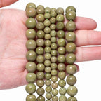 Stone Beads, 60pcs Olive Green Jades, 6mm Round Loose Beads for Jewelry Making, Bracelets, with Bag, String & Card - color: Olive Green Jades, size: 6mm