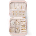 VLANDO Travel Jewelry Case, Small Travel Jewelry Organizer Box for Girls Women - Pink - color: Pink