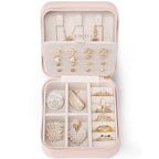 VLANDO Travel Jewelry Case, Small Travel Jewelry Organizer Box for Girls Women - Pink - color: Pink
