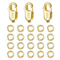 Gold Jewelry Making Lobster Claw 10mm, 23PCS Italian Rectangle Trigger Clasps with Open Jump Rings Set, Small Necklaces Bracelet Connector Gold Clasp Supplies 925 Sterling Silver Jewelry Finding Set - color: 23PcsB_Gold