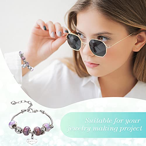 Hicarer 27 Pieces Snake Charm Bracelet Chain Adjustable Charm Bracelet Chain with Heart Shape Extender Copper DIY for Women Jewelry Making(7.9 Inch,Silver) - size: 7.9 Inch