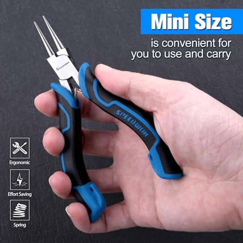 SPEEDWOX 5-Inch Round Nose Pliers for Jewelry Making Mini Wire Looping Pliers Ultra-Precision Round Nose Winding with Tapering and Non-Serrated Jaws for Wire Wrapping, Jump Rings Making, DIY Craft - style: Round Nose Pliers