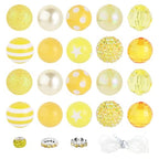 35 Pcs Chunky Bubblegum Beads 20mm Focal Pen Large Rhinestone Pearl Bead with Rhinestone Large Hole European Spacer Bead for DIY Beadable Pen Jewelry Making Keychain Craft Making(Yellow) - color: Yellow
