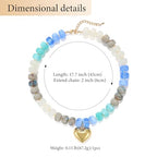 Chunky Heart Necklace for Women, Colorful Acrylic Beaded Statement Puff Heart Necklace, Cute Boho Y2K Choker Necklace for Gift Jewelry - color: Gray-blue